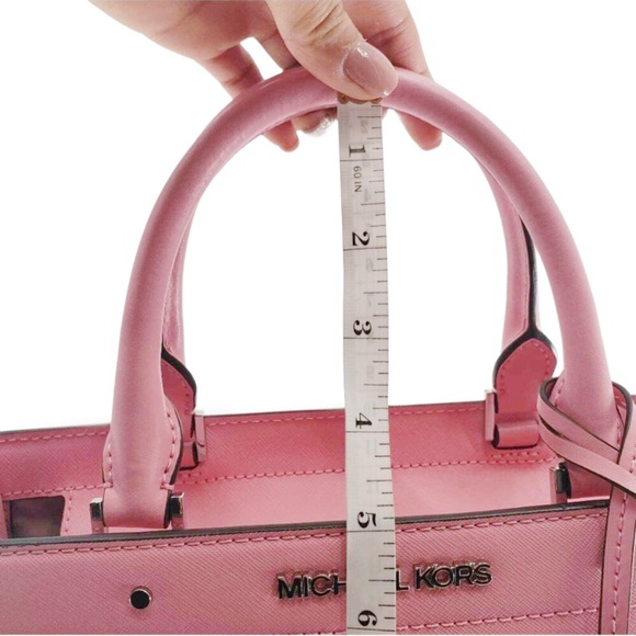 MICHAEL KORS Rayne Medium Saffiano Leather Satchel Crossbody Bag Carnation NWT - Picture 16 of 16